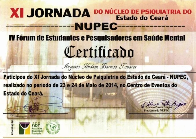 Certificado e reconhecimento Atos Vida 15