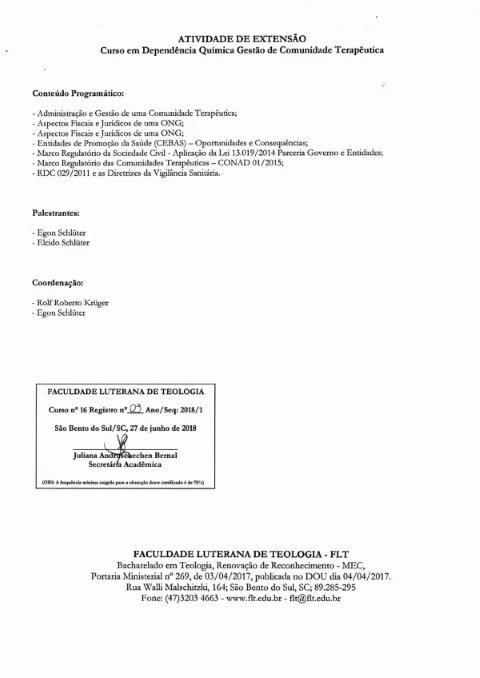 Certificado e reconhecimento Atos Vida 26