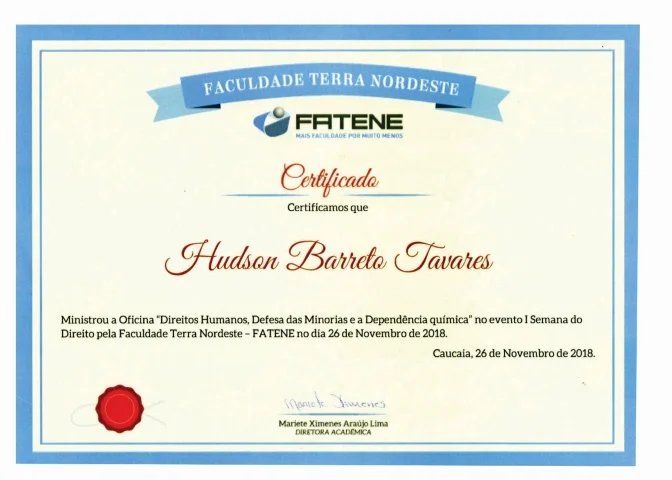 Certificado e reconhecimento Atos Vida 28