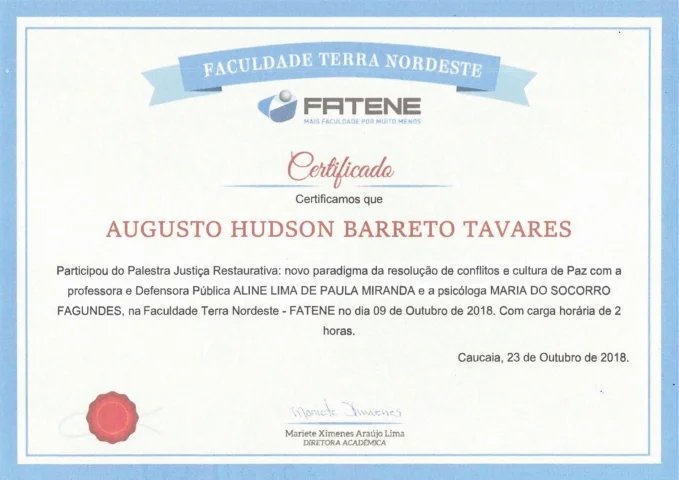 Certificado e reconhecimento Atos Vida 29