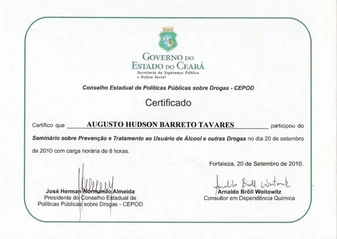 Certificado e reconhecimento Atos Vida 4