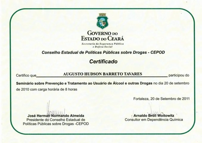 Certificado e reconhecimento Atos Vida 5