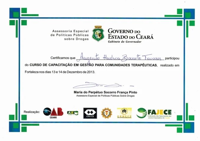 Certificado e reconhecimento Atos Vida 7